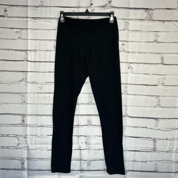 Classic Black High Waisted Stretch Leggings Yoga Pants SZ 28 Maternity Y2K - Picture 1 of 13